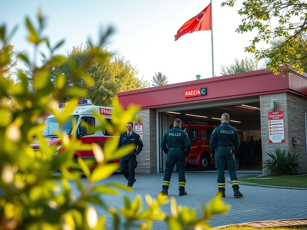 Strażacy gaszą pożar, symbolizujący interwencje straży pożarnej w powiecie radzyńskim i okolicach.